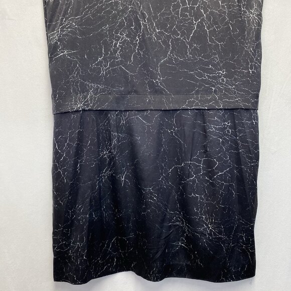 Theory Shaima Cracked Leather Print Silk Shift Dress Women 8 Black Sleeveless - Picture 10 of 12